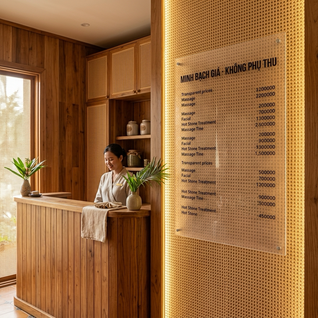 Transparent spa price board