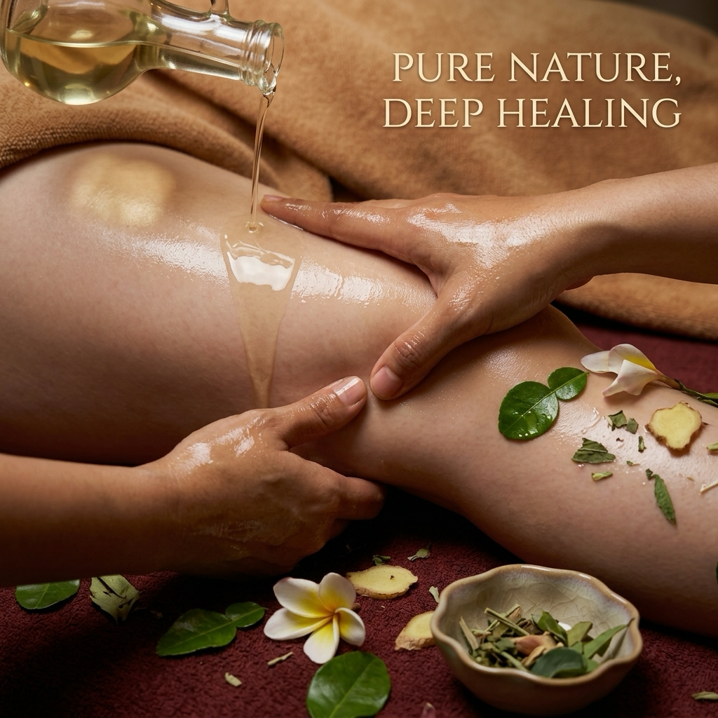 Organic massage oil being poured